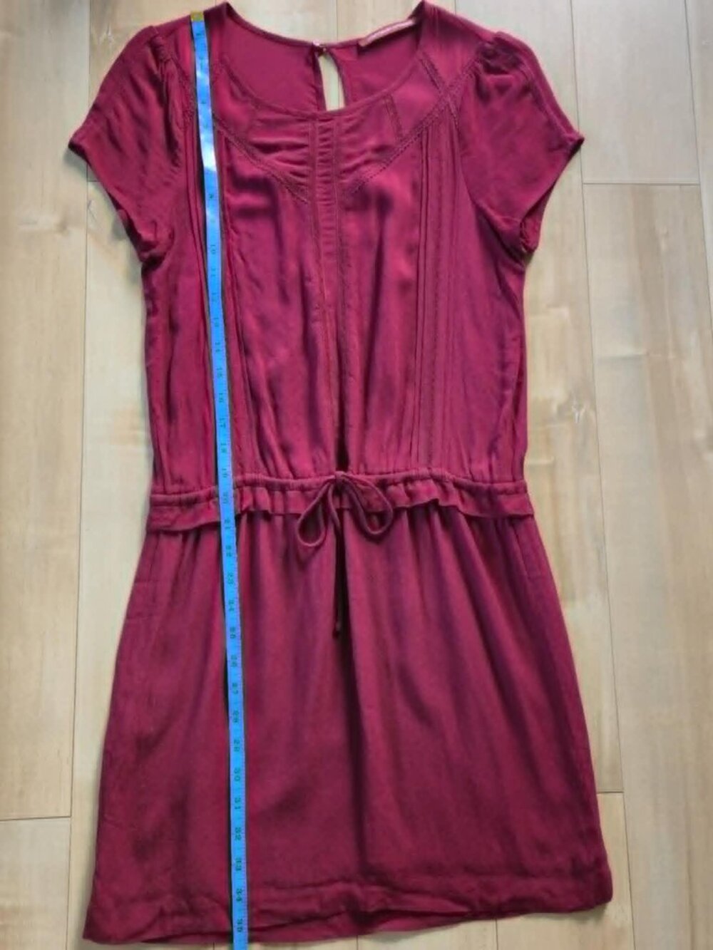 French Comptoir des Cotonniers Burgundy Boho Midi Dress XS 100% Viscose - Picture 8 of 16